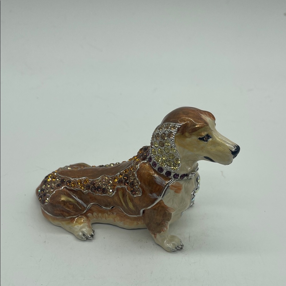 Rucinni Dachshund Dog Trinket Box With SWAROVSKI Crystals